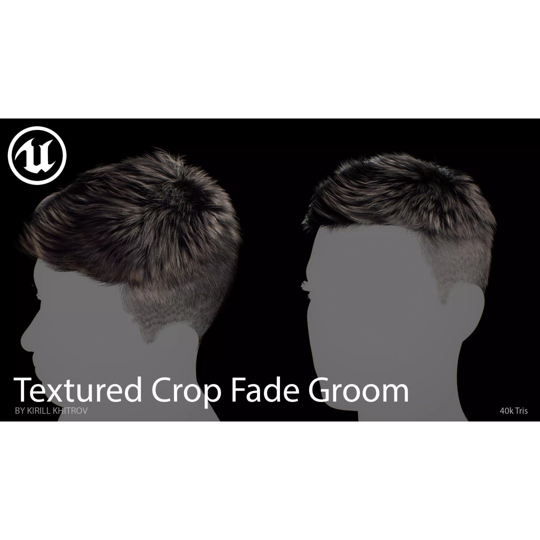 Male Textured Crop Fade 3D Model – Game-Ready Hair Asset, FBX - View 6