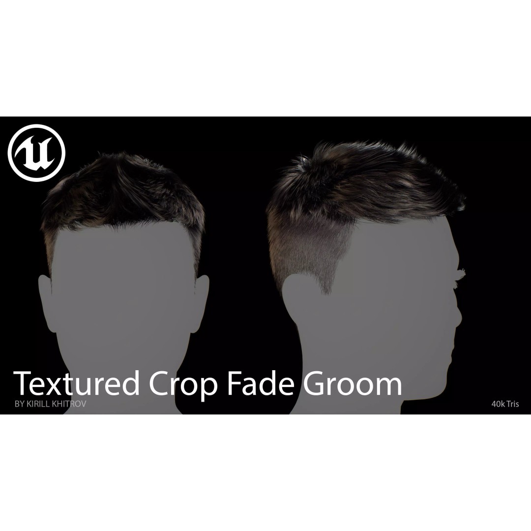 Male Textured Crop Fade 3D Model – Game-Ready Hair Asset, FBX - View 7