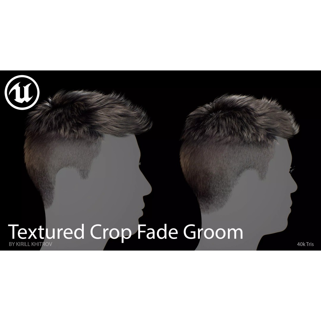 Male Textured Crop Fade 3D Model – Game-Ready Hair Asset, FBX - View 8