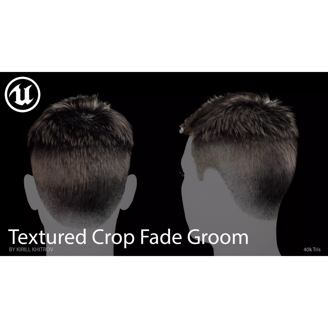 Male Textured Crop Fade 3D Model – Game-Ready Hair Asset, FBX - View 9