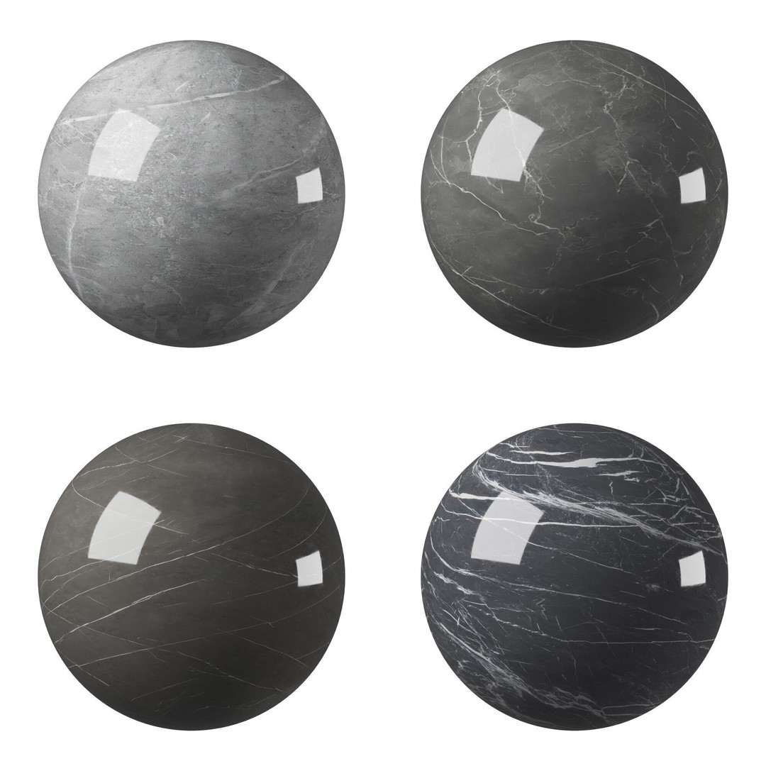 Marble Porcelain Tiles Set 3D Model – Glossy & Matte Textures, PBR - View 2
