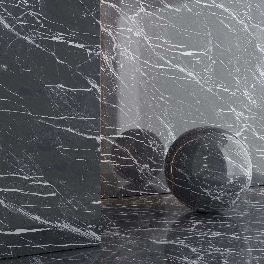 Marble Porcelain Tiles Set 3D Model – Glossy & Matte Textures, PBR - View 7