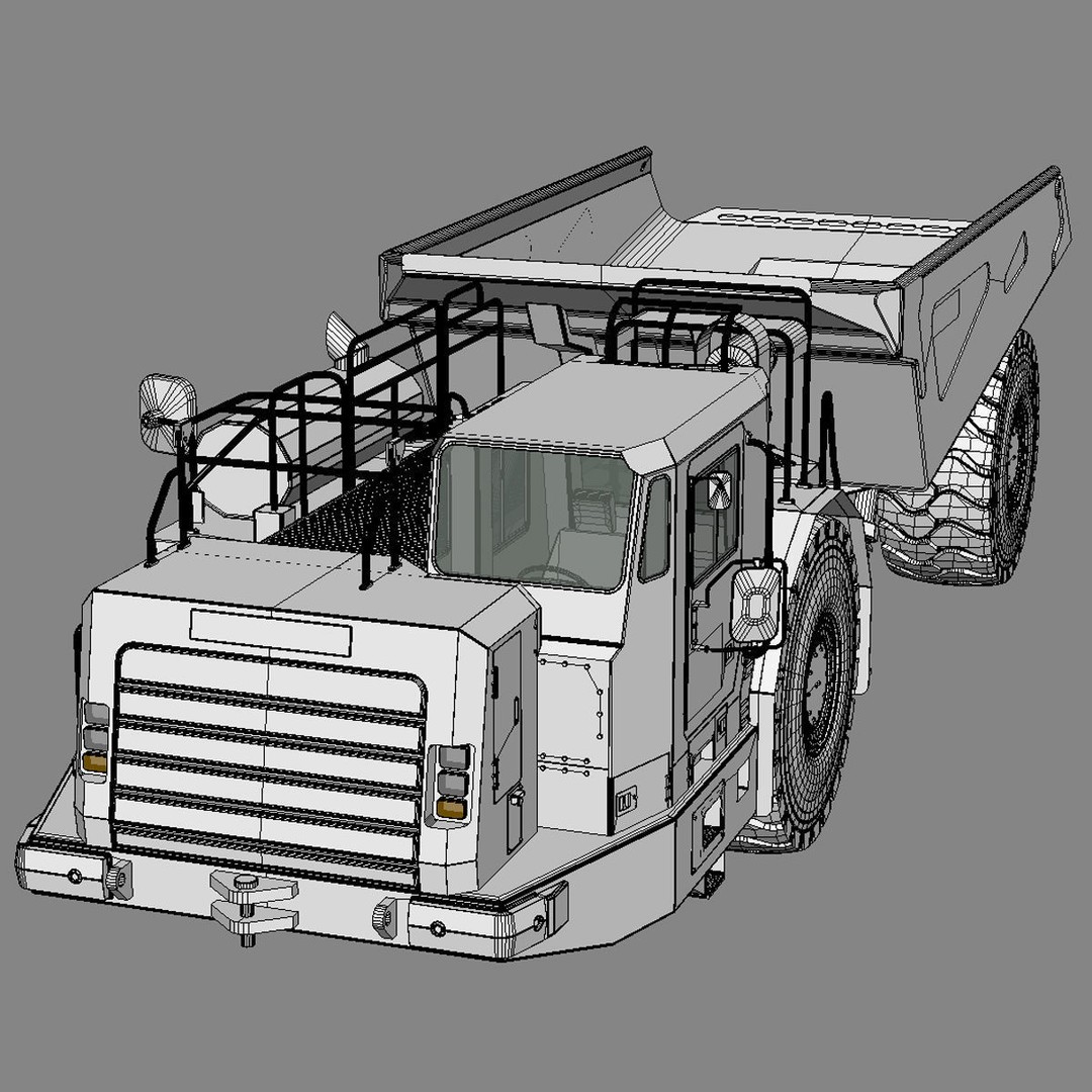 Underground Mining Truck Cat AD60 3D Model – High Poly PBR Vehicle, FBX - View 6