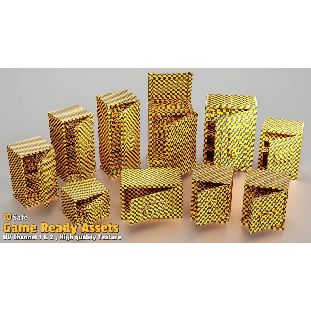 Safe 3D Model – Low Poly Game Asset, PBR Textures, FBX, OBJ - View 5