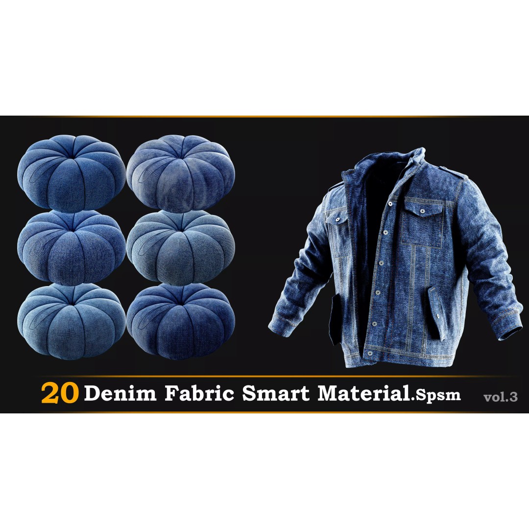 Denim Fabric 3D Model – Smart Materials Collection, Substance Painter - View 2