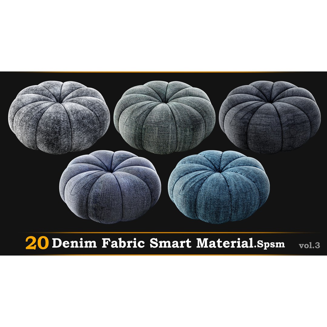 Denim Fabric 3D Model – Smart Materials Collection, Substance Painter - View 6