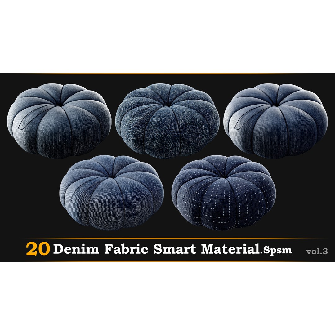 Denim Fabric 3D Model – Smart Materials Collection, Substance Painter - View 7