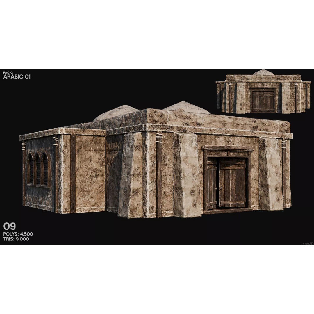 Arabic House 3D Model – Historic Low-Poly Game Asset, FBX, OBJ, Blender - View 13