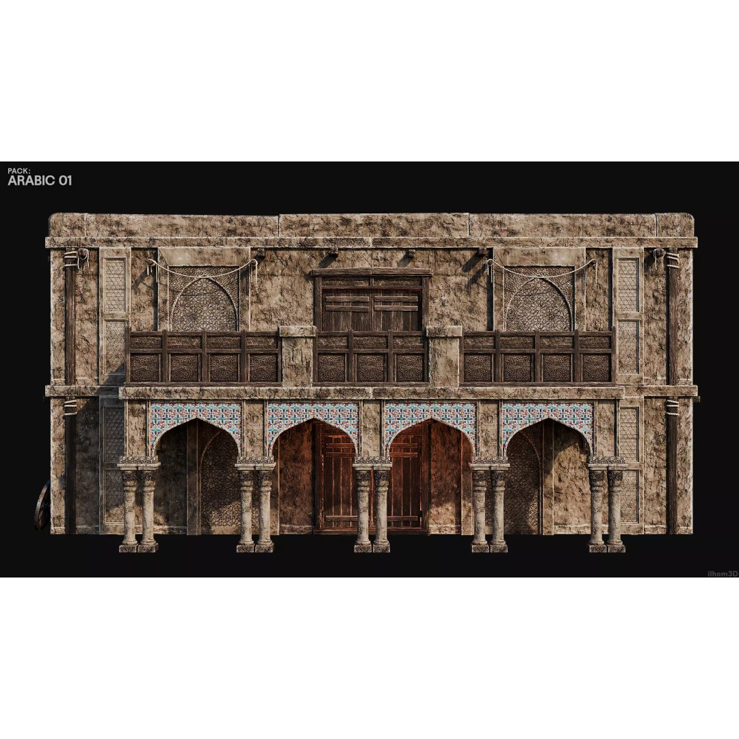 Arabic House 3D Model – Historic Low-Poly Game Asset, FBX, OBJ, Blender - View 15