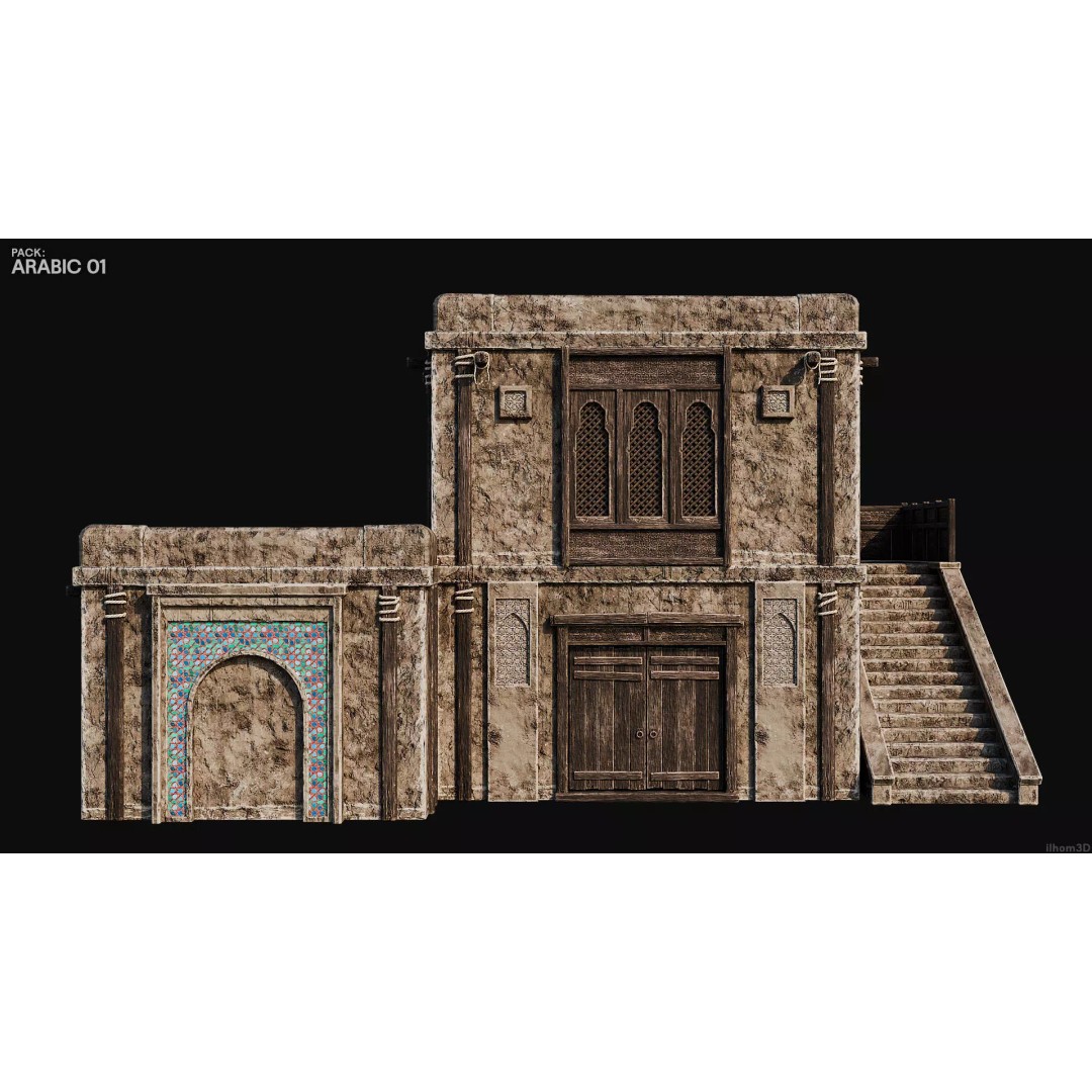 Arabic House 3D Model – Historic Low-Poly Game Asset, FBX, OBJ, Blender - View 16