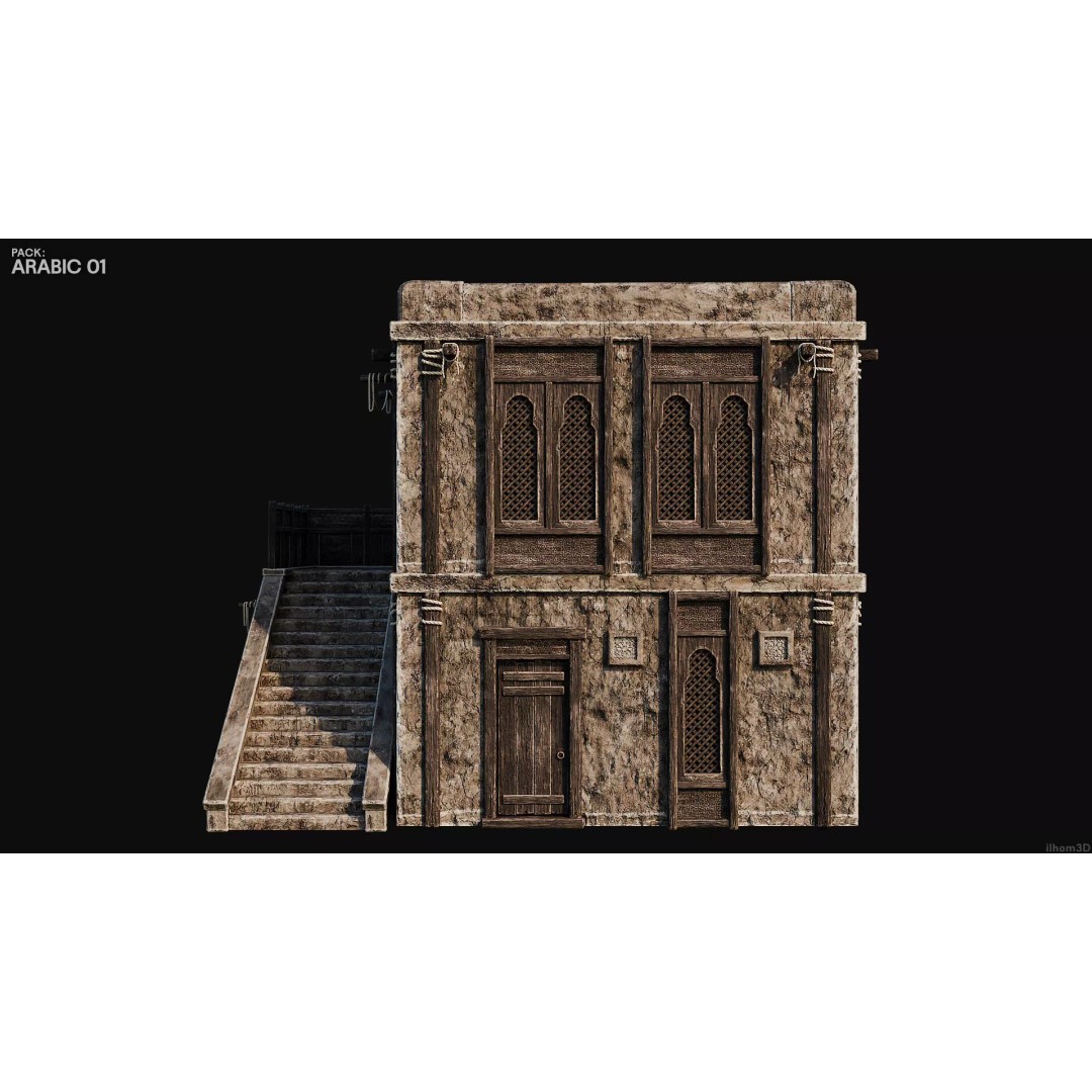 Arabic House 3D Model – Historic Low-Poly Game Asset, FBX, OBJ, Blender - View 17