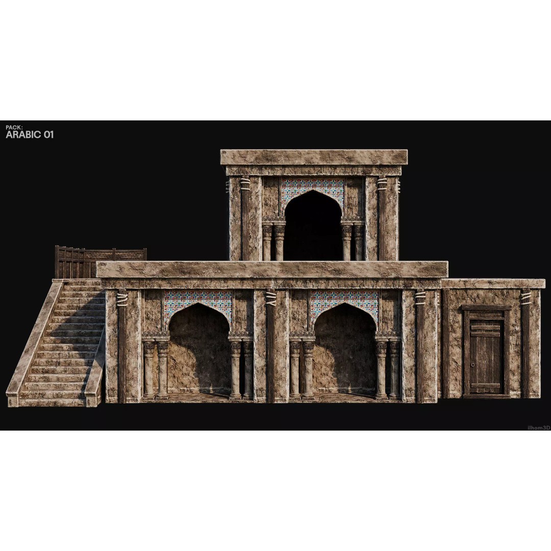 Arabic House 3D Model – Historic Low-Poly Game Asset, FBX, OBJ, Blender - View 18