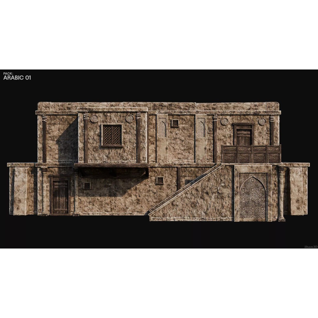 Arabic House 3D Model – Historic Low-Poly Game Asset, FBX, OBJ, Blender - View 20