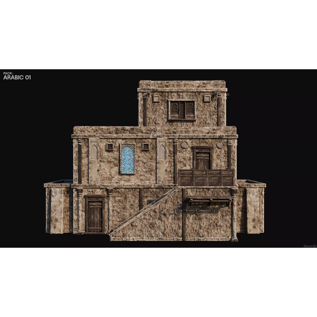 Arabic House 3D Model – Historic Low-Poly Game Asset, FBX, OBJ, Blender - View 21