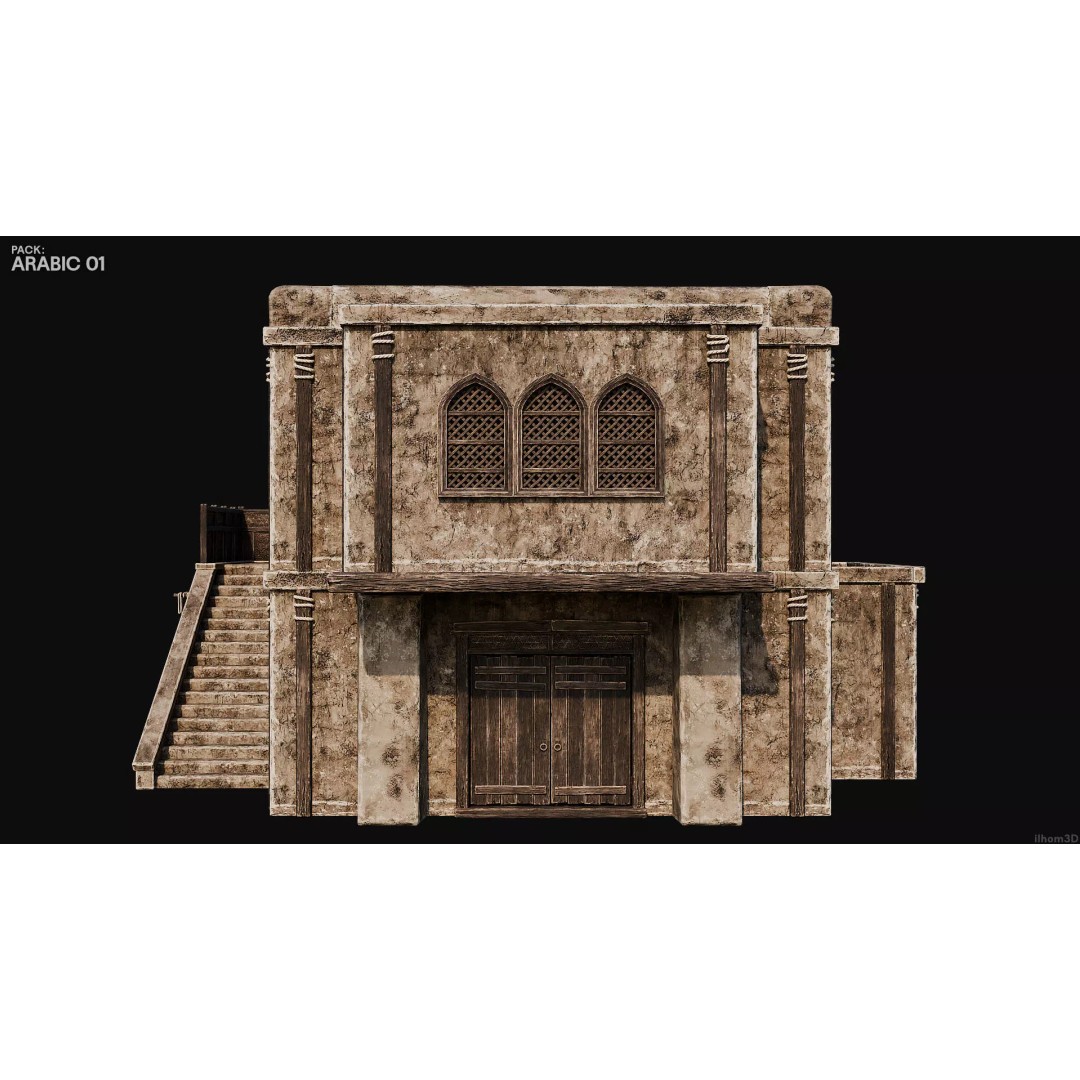 Arabic House 3D Model – Historic Low-Poly Game Asset, FBX, OBJ, Blender - View 22