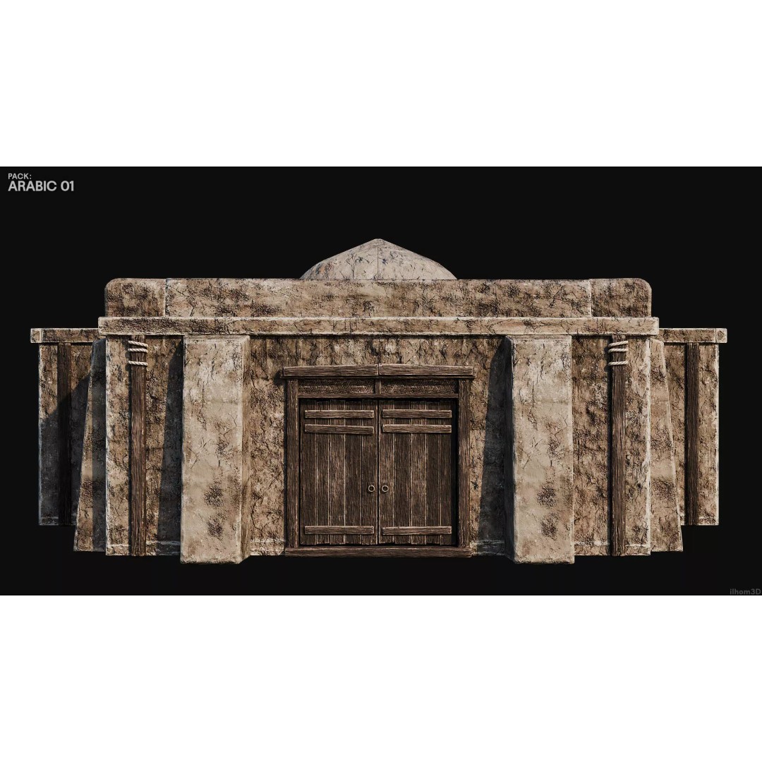 Arabic House 3D Model – Historic Low-Poly Game Asset, FBX, OBJ, Blender - View 23