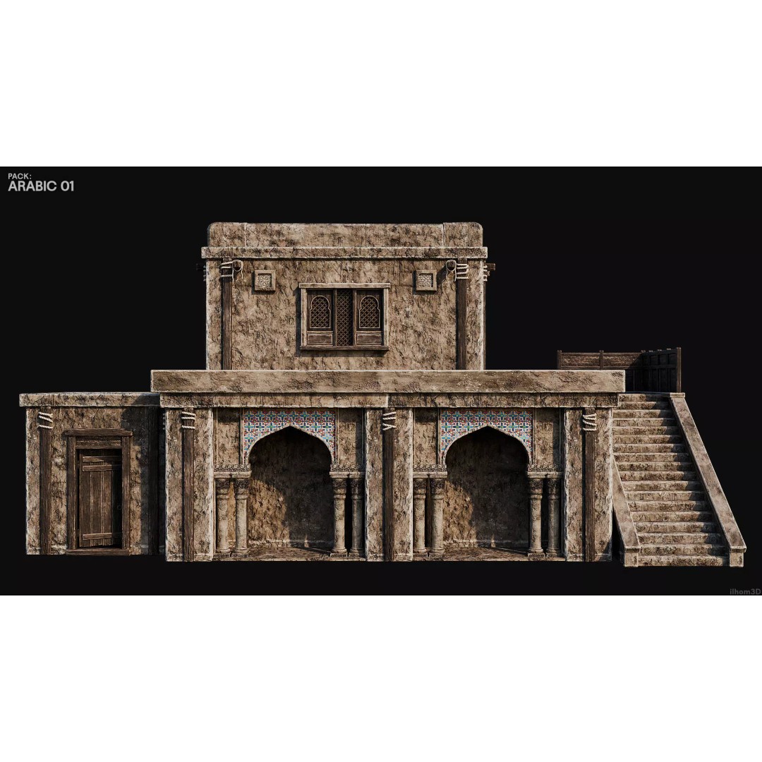 Arabic House 3D Model – Historic Low-Poly Game Asset, FBX, OBJ, Blender - View 24