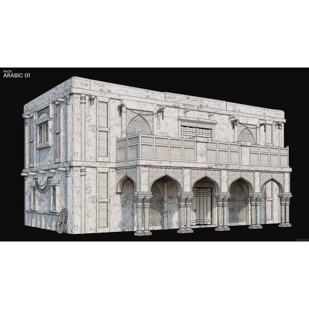 Arabic House 3D Model – Historic Low-Poly Game Asset, FBX, OBJ, Blender - View 25
