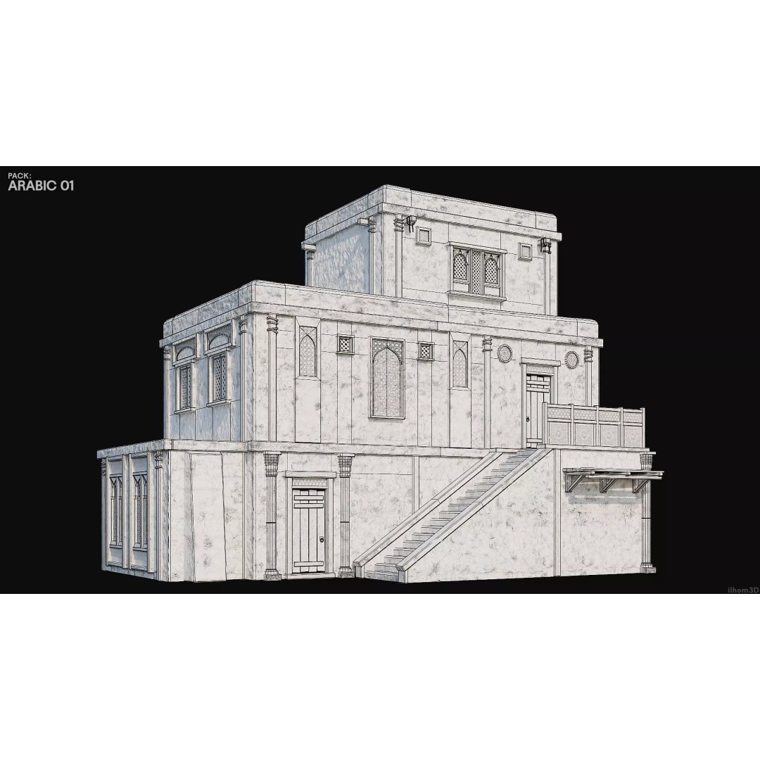 Arabic House 3D Model – Historic Low-Poly Game Asset, FBX, OBJ, Blender - View 26