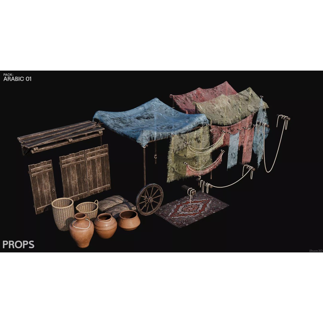 Arabic House 3D Model – Historic Low-Poly Game Asset, FBX, OBJ, Blender - View 4