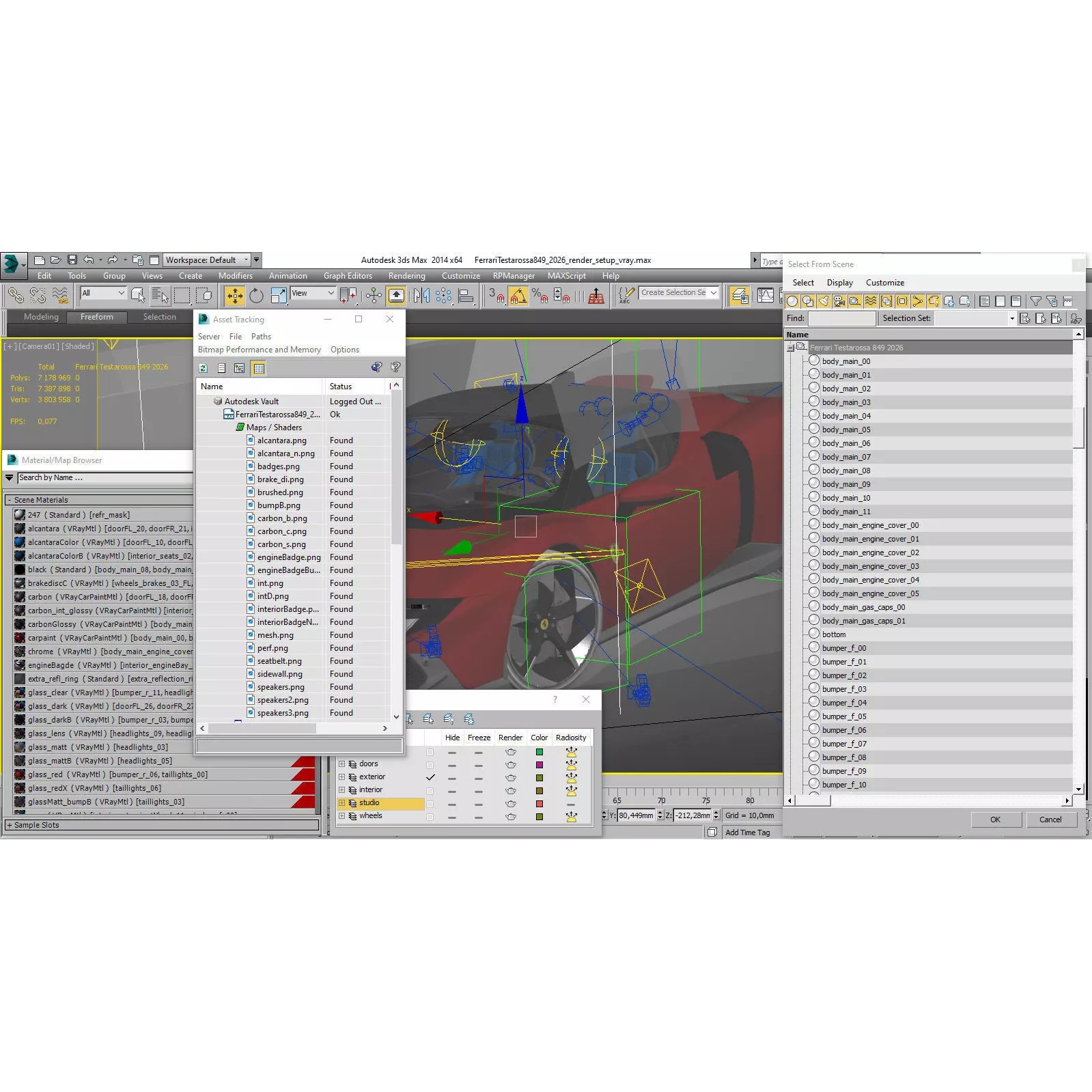 Ferrari 849 Testarossa - Detailed Game-Ready 3D Model - View 44