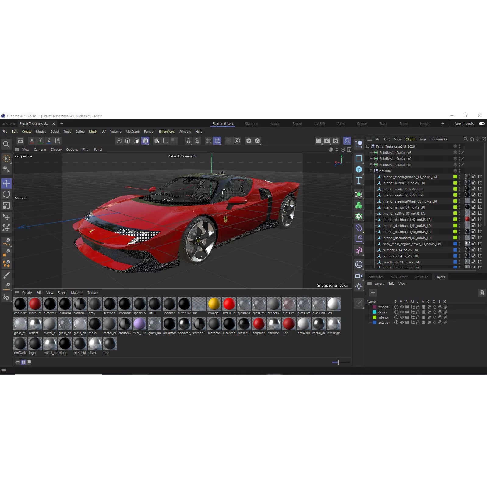 Ferrari 849 Testarossa - Detailed Game-Ready 3D Model - View 45