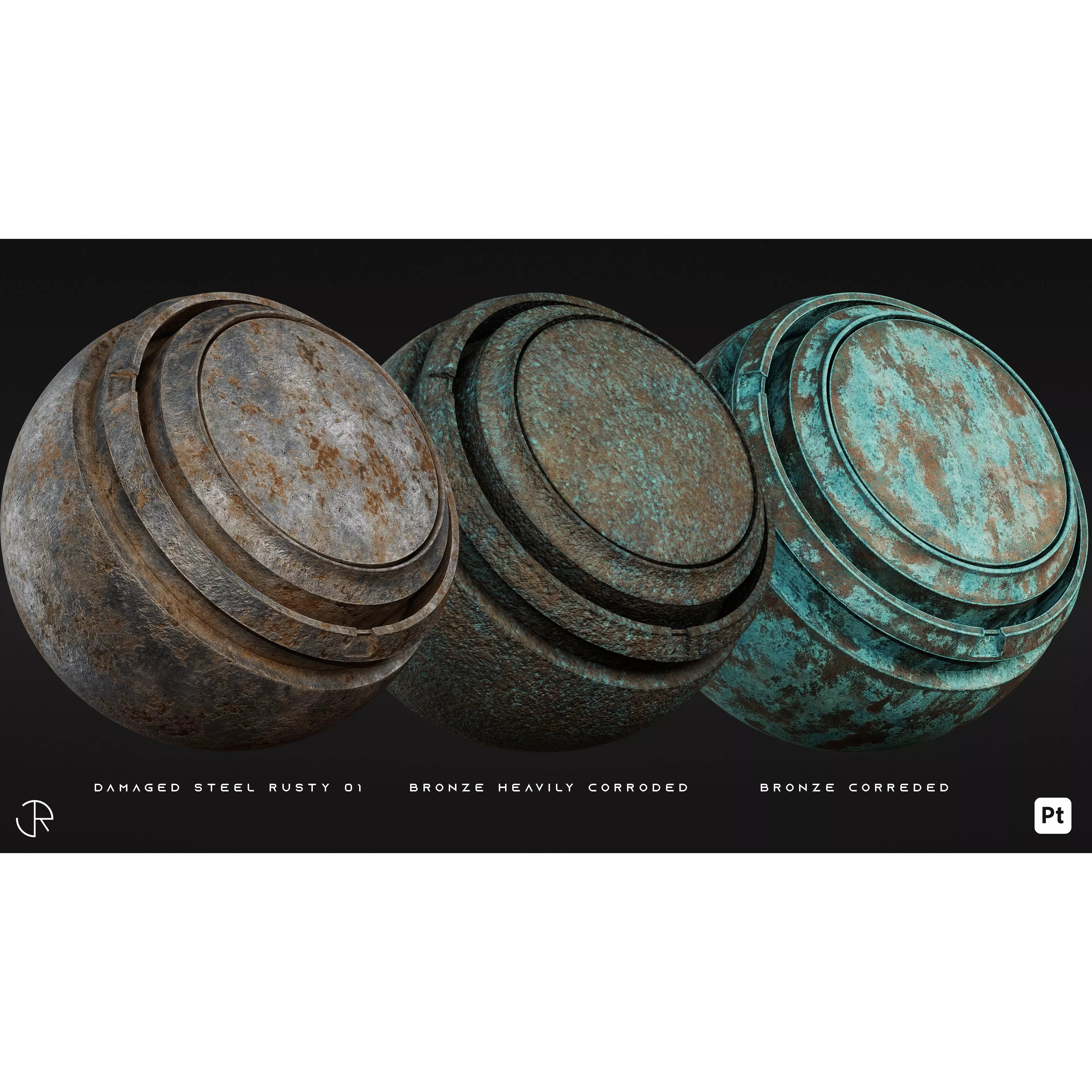 Metal Damaged Smart Materials Vol 03 - Low-Poly Game-Ready 3D Model