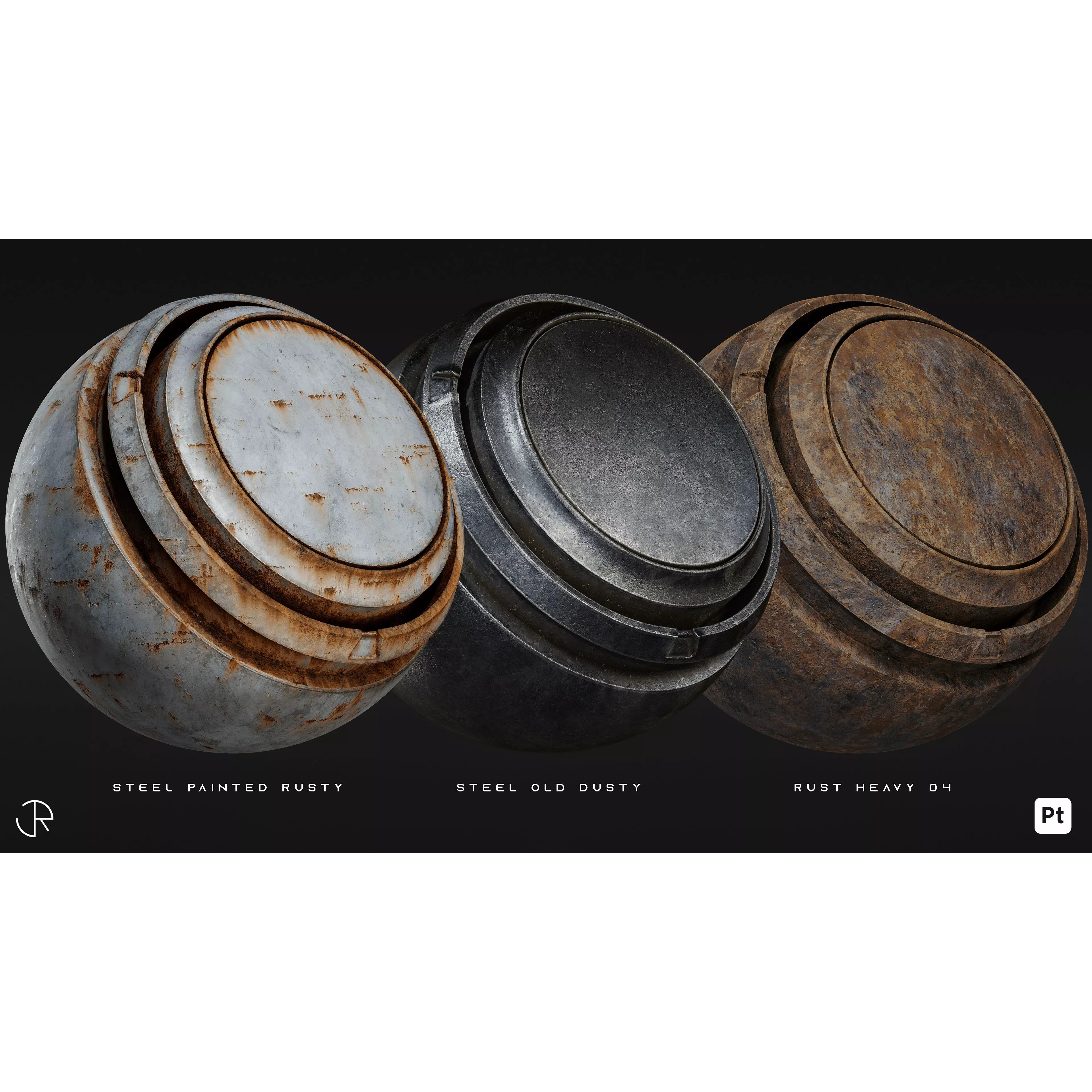 Metal Damaged Smart Materials Vol 03 - Low-Poly Game-Ready 3D Model - View 10