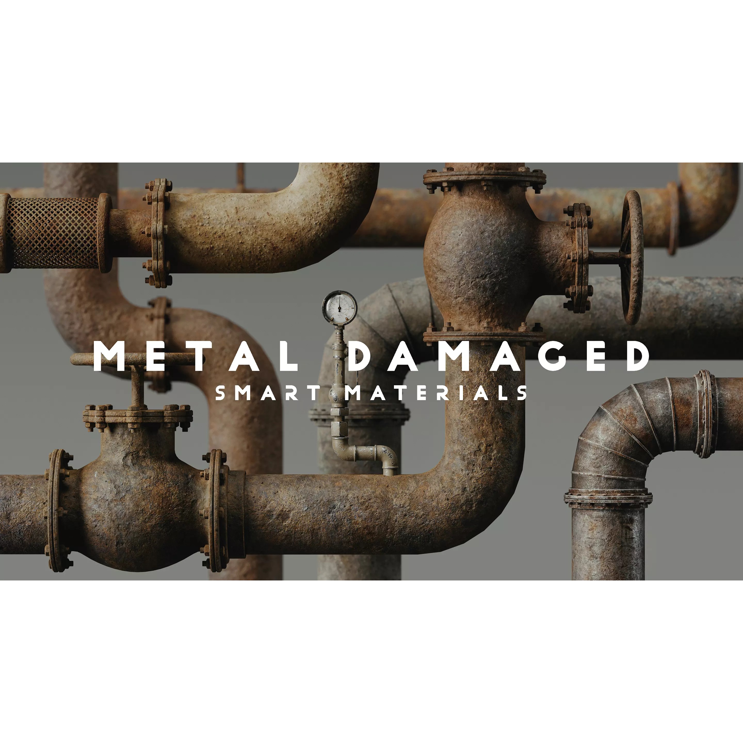 Metal Damaged Smart Materials Vol 03 - Low-Poly Game-Ready 3D Model - View 2