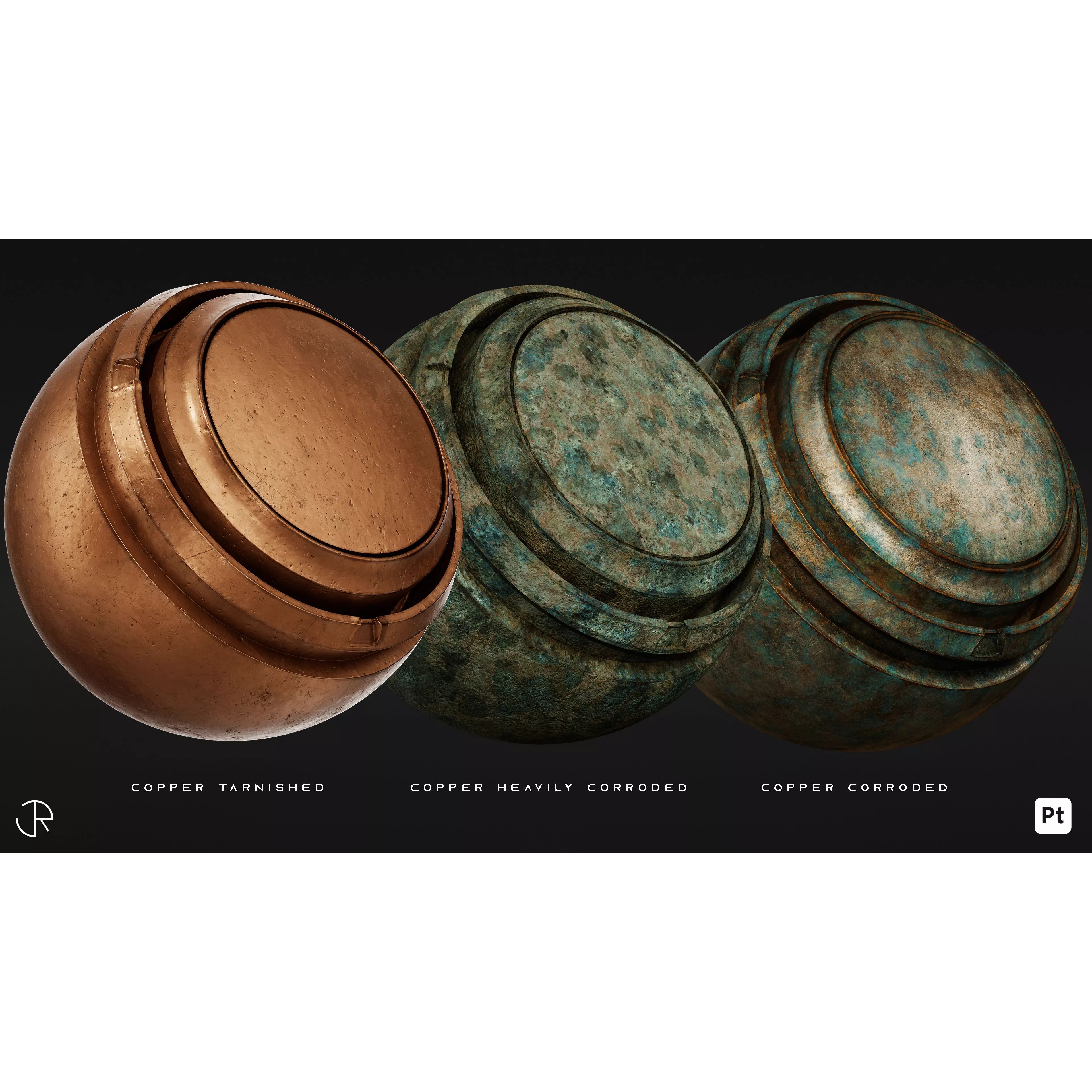 Metal Damaged Smart Materials Vol 03 - Low-Poly Game-Ready 3D Model - View 7