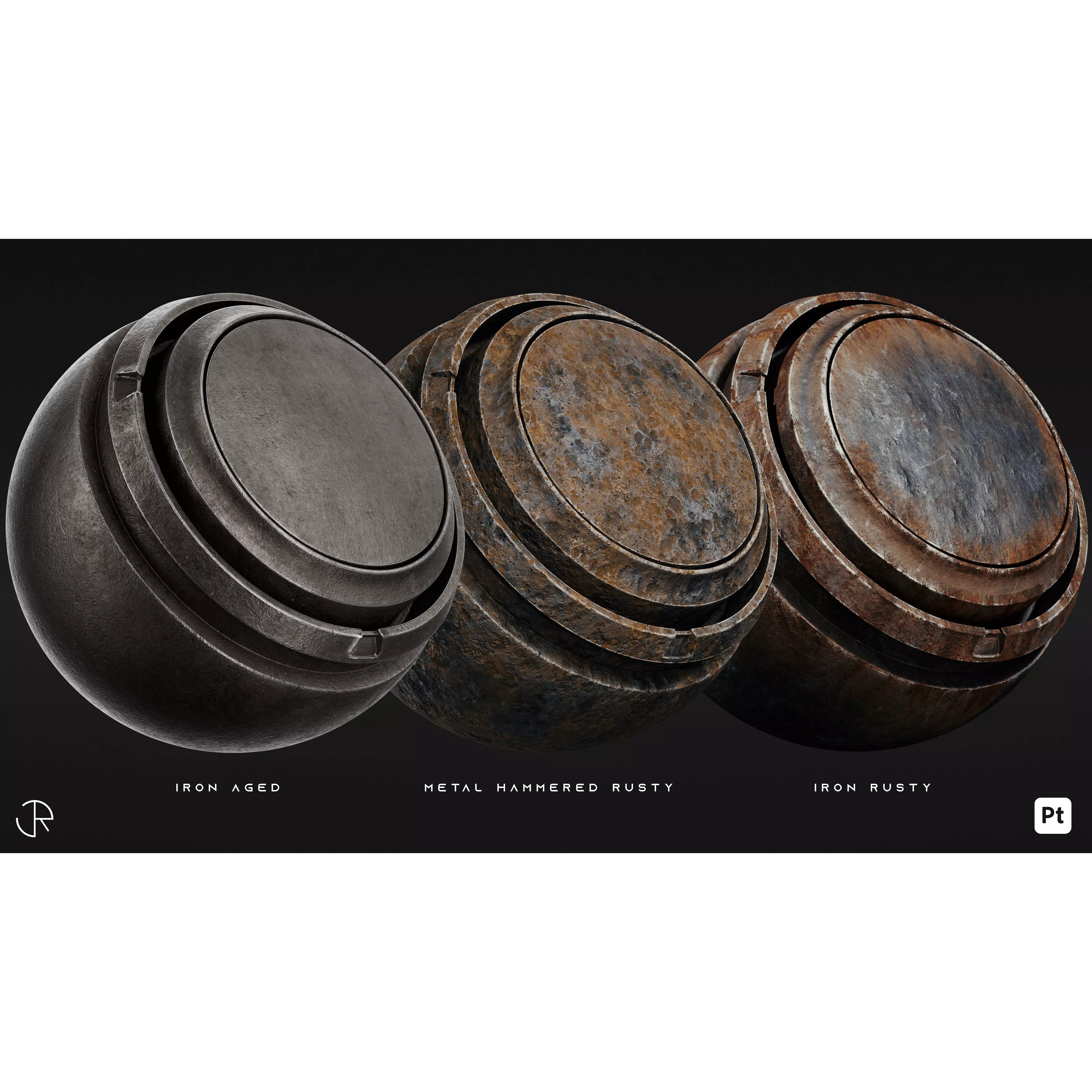 Metal Damaged Smart Materials Vol 03 - Low-Poly Game-Ready 3D Model - View 9