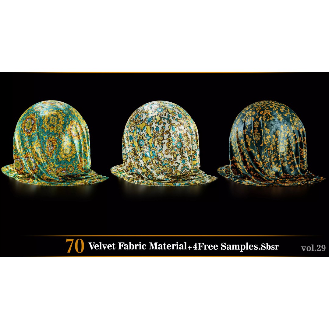 Velvet Fabric Material 3D Model – Textures for Game Art, SBSAR - View 10