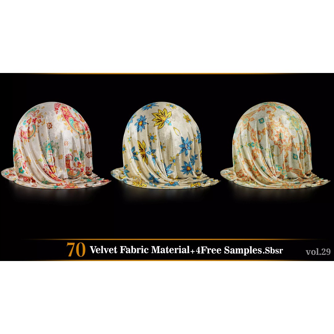 Velvet Fabric Material 3D Model – Textures for Game Art, SBSAR - View 11