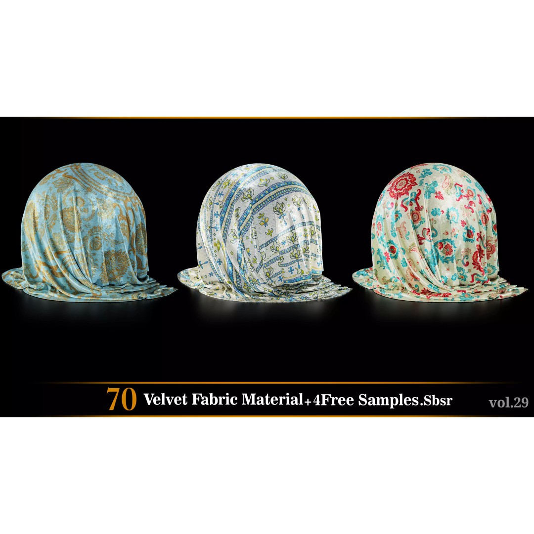 Velvet Fabric Material 3D Model – Textures for Game Art, SBSAR - View 13