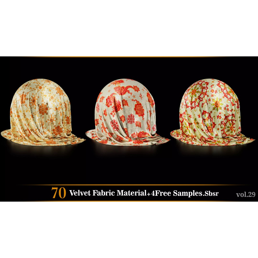 Velvet Fabric Material 3D Model – Textures for Game Art, SBSAR - View 14