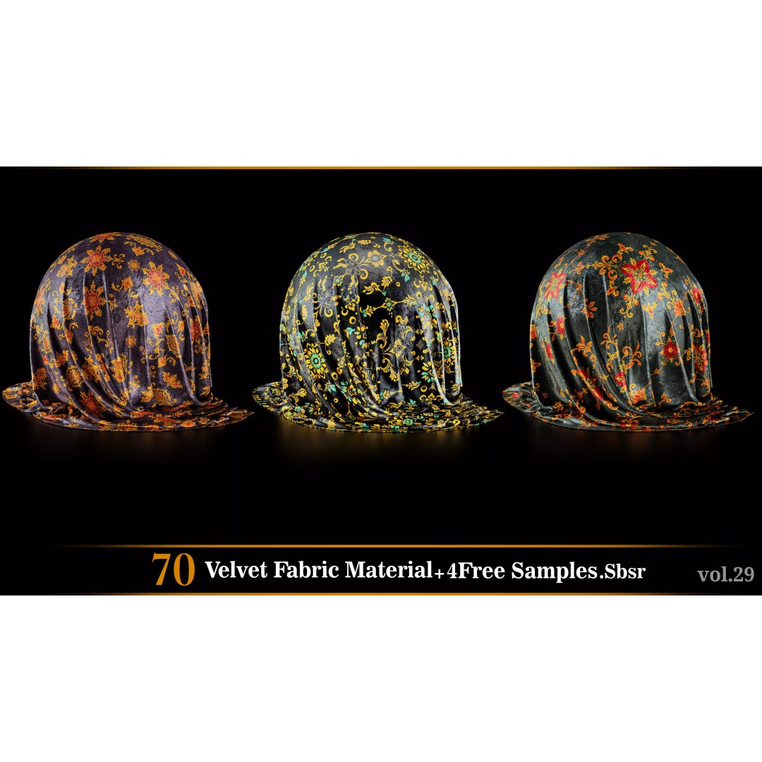 Velvet Fabric Material 3D Model – Textures for Game Art, SBSAR - View 15