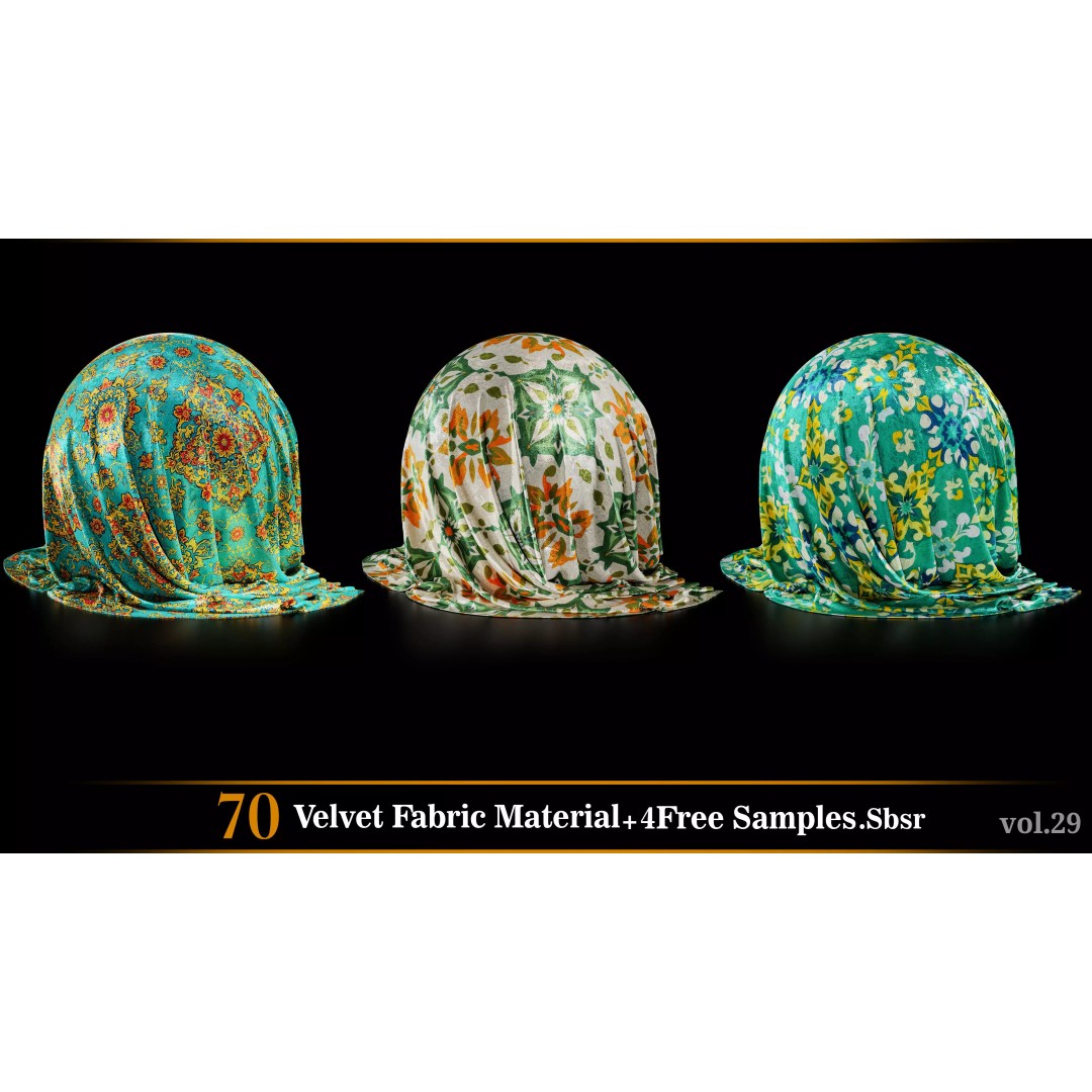 Velvet Fabric Material 3D Model – Textures for Game Art, SBSAR - View 17