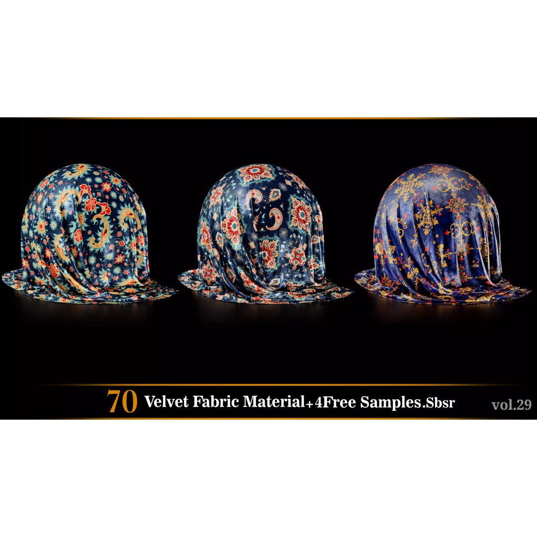 Velvet Fabric Material 3D Model – Textures for Game Art, SBSAR - View 19