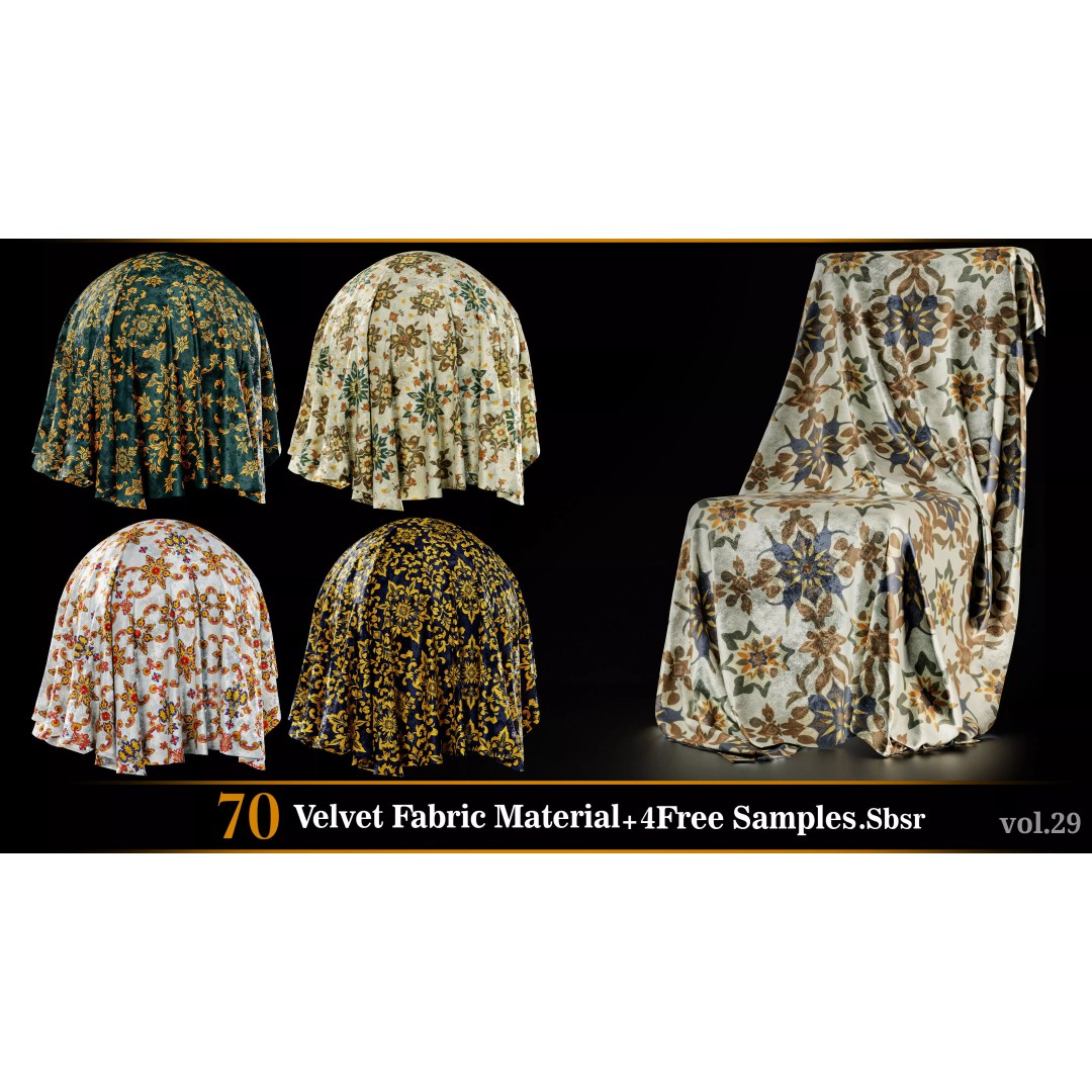 Velvet Fabric Material 3D Model – Textures for Game Art, SBSAR - View 2