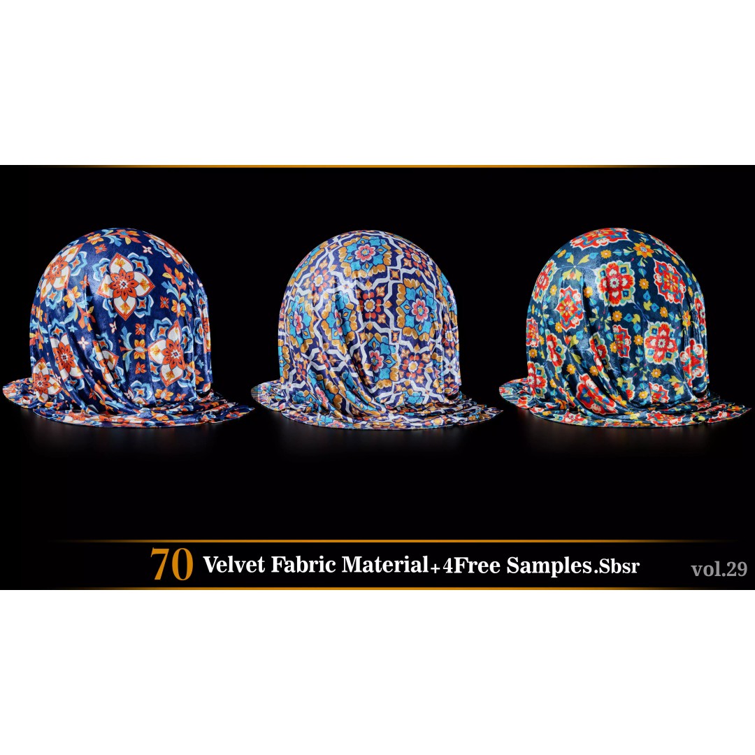 Velvet Fabric Material 3D Model – Textures for Game Art, SBSAR - View 21