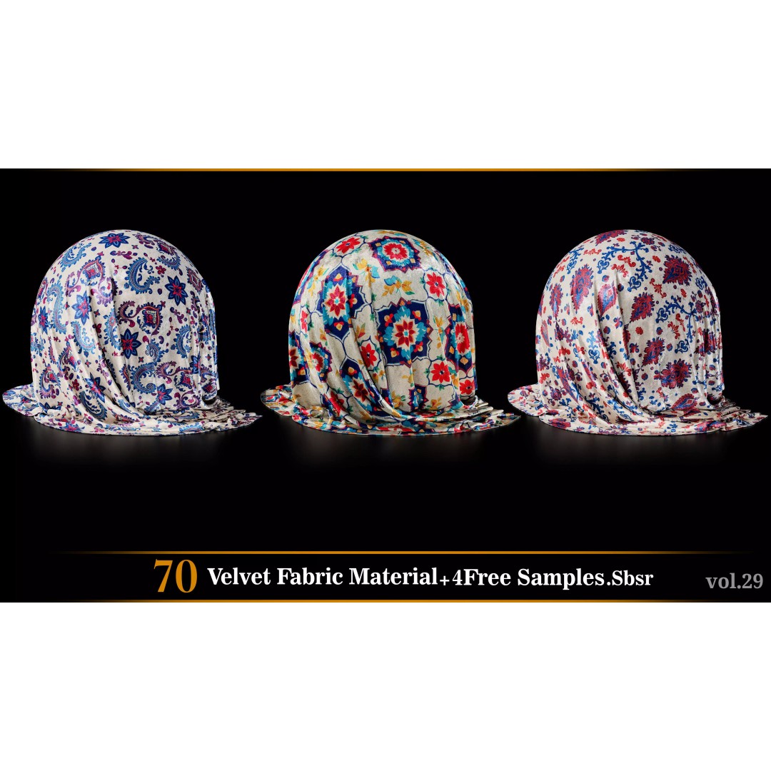 Velvet Fabric Material 3D Model – Textures for Game Art, SBSAR - View 23