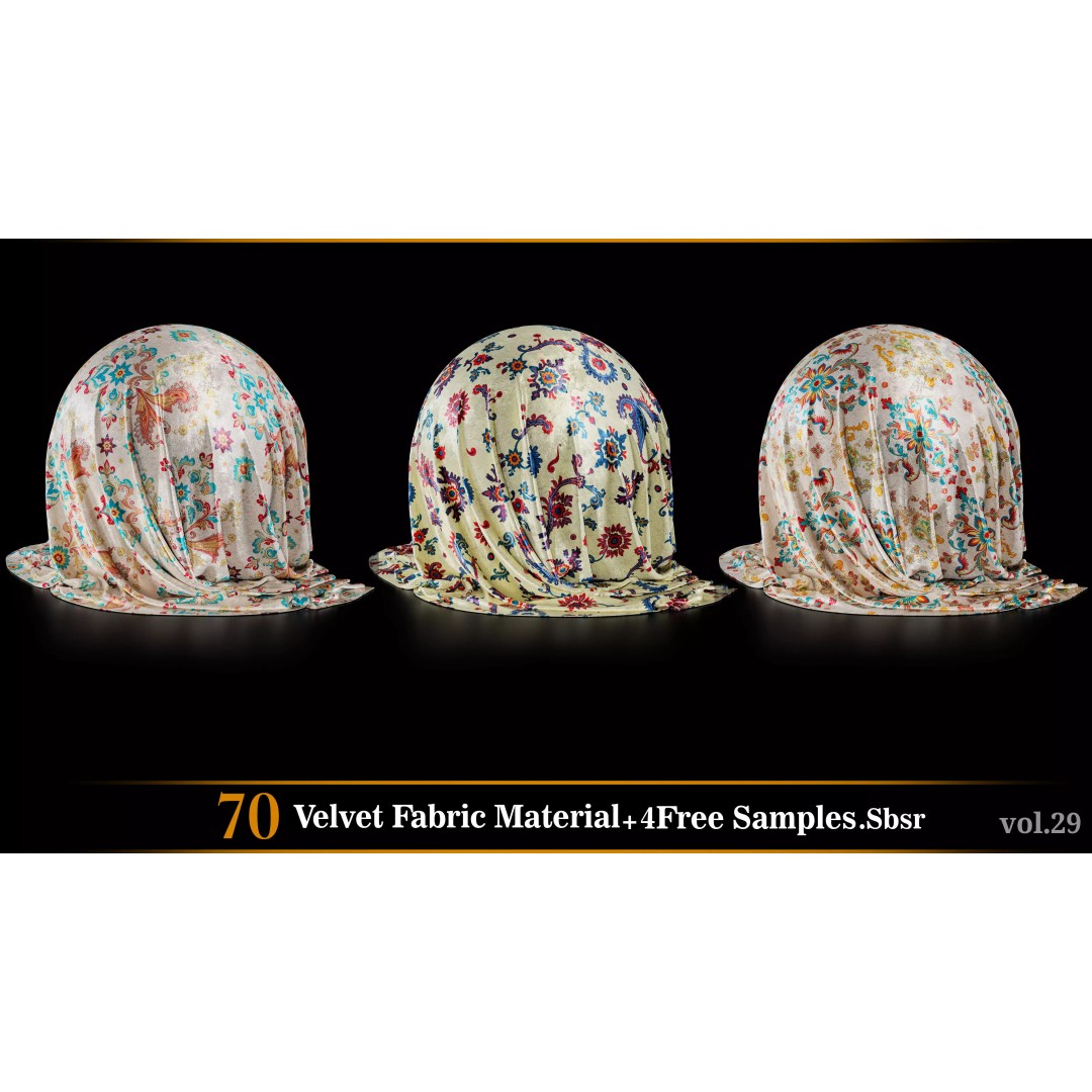 Velvet Fabric Material 3D Model – Textures for Game Art, SBSAR - View 24