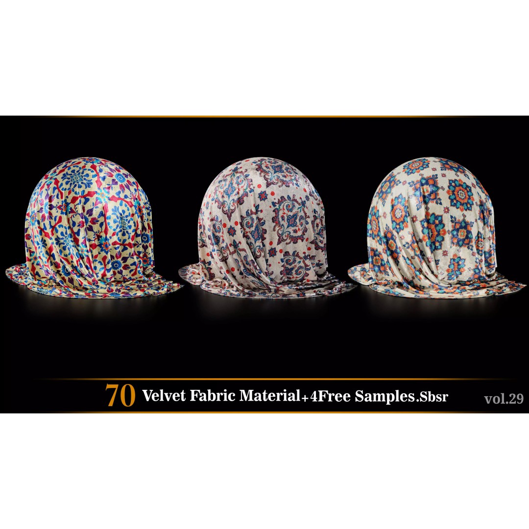 Velvet Fabric Material 3D Model – Textures for Game Art, SBSAR - View 25