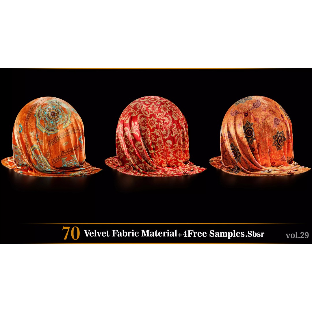 Velvet Fabric Material 3D Model – Textures for Game Art, SBSAR - View 3