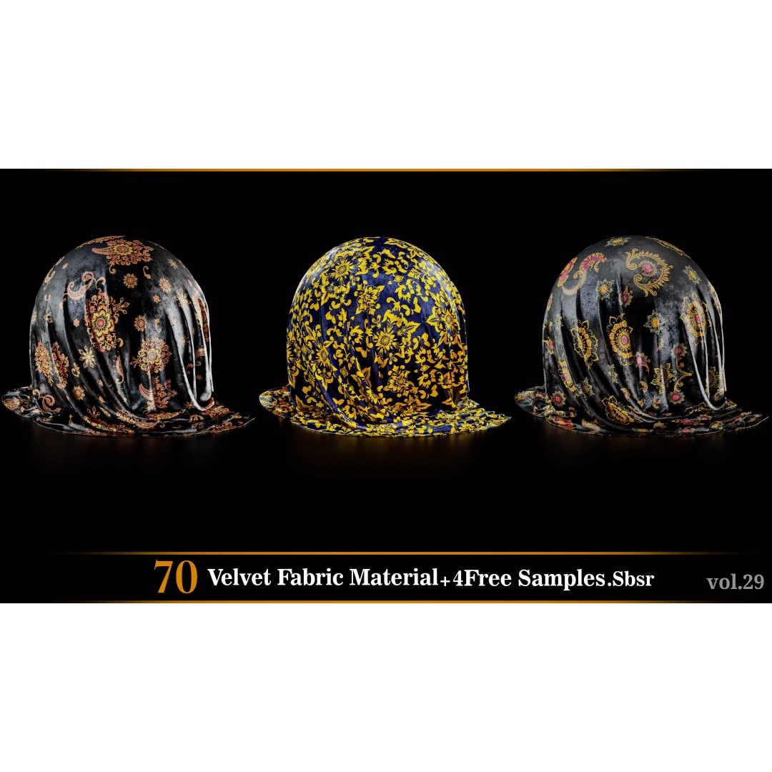 Velvet Fabric Material 3D Model – Textures for Game Art, SBSAR - View 4