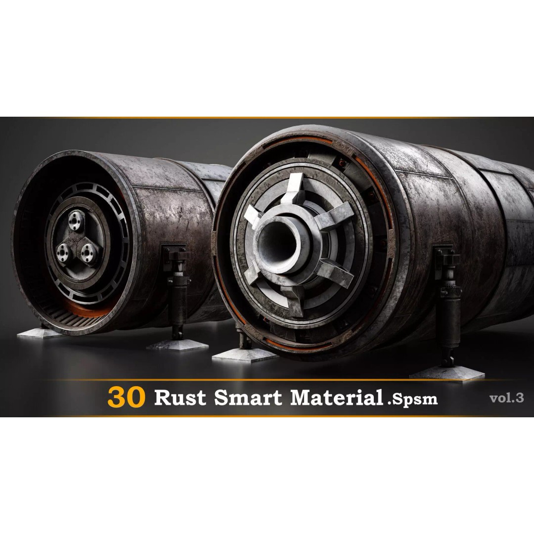 Rust Smart Materials 3D Model – 30 High-Quality Textures, SPSM - View 2