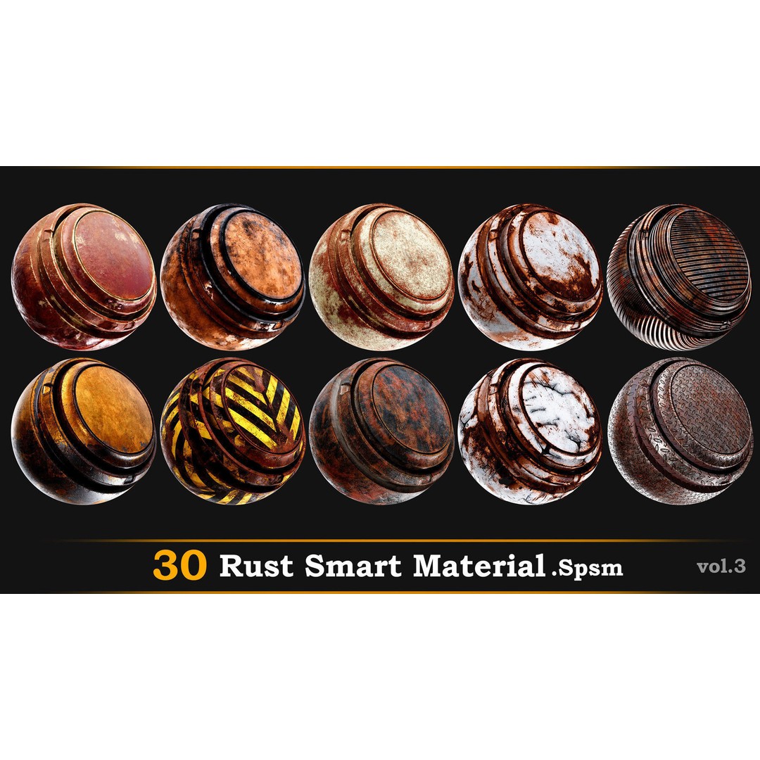 Rust Smart Materials 3D Model – 30 High-Quality Textures, SPSM - View 6