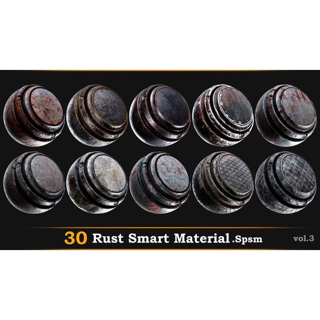 Rust Smart Materials 3D Model – 30 High-Quality Textures, SPSM - View 7