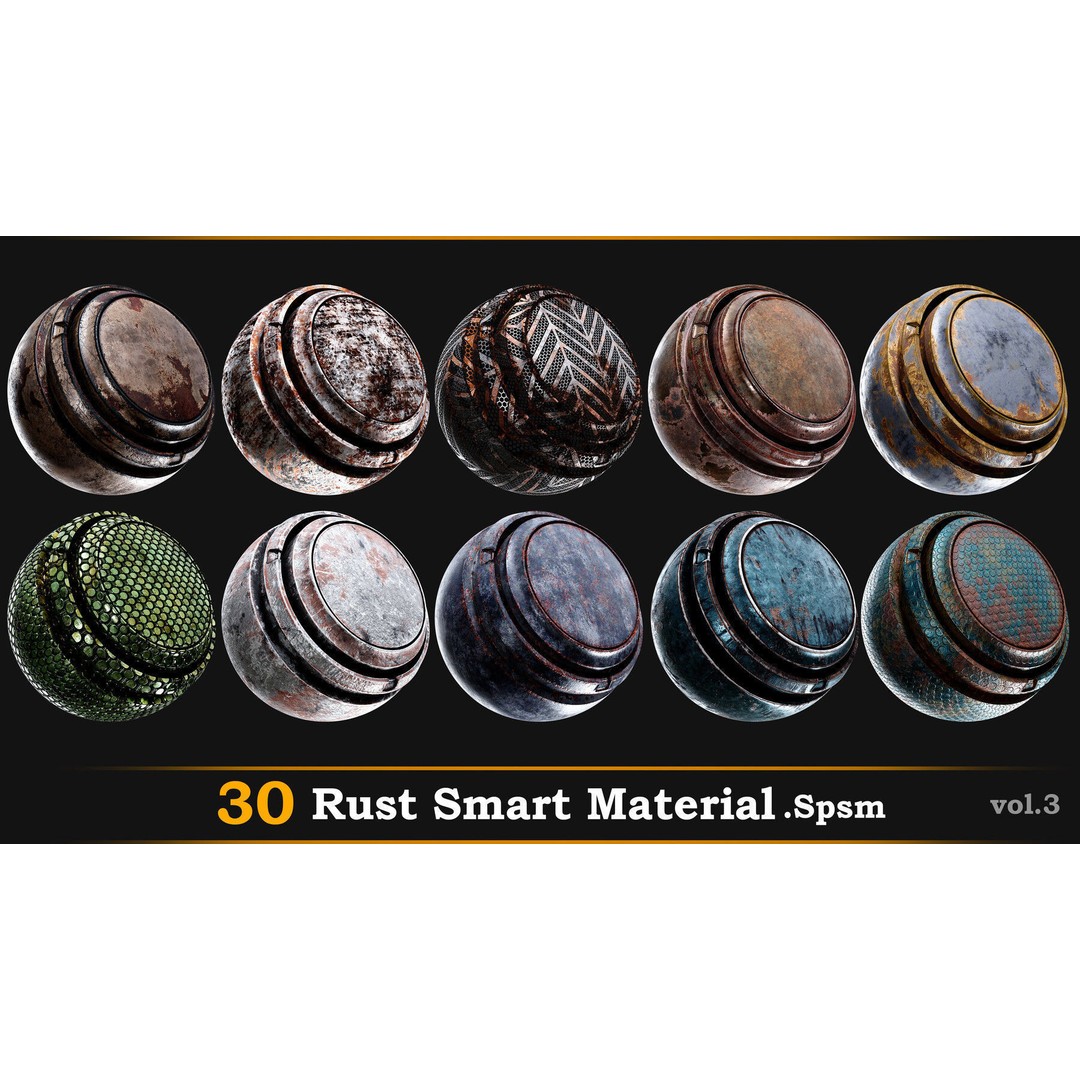 Rust Smart Materials 3D Model – 30 High-Quality Textures, SPSM - View 8