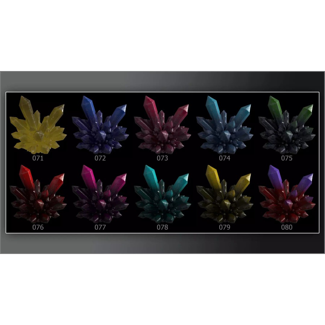 100 Gemstone Smart Materials 3D Model – PBR Textures for Substance Painter - View 12